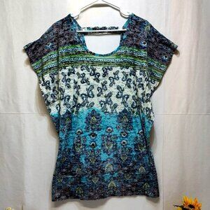 Vanity Sleeveless Print Top XL Boho Style Paisley Soft Cotton Lightweight Casual